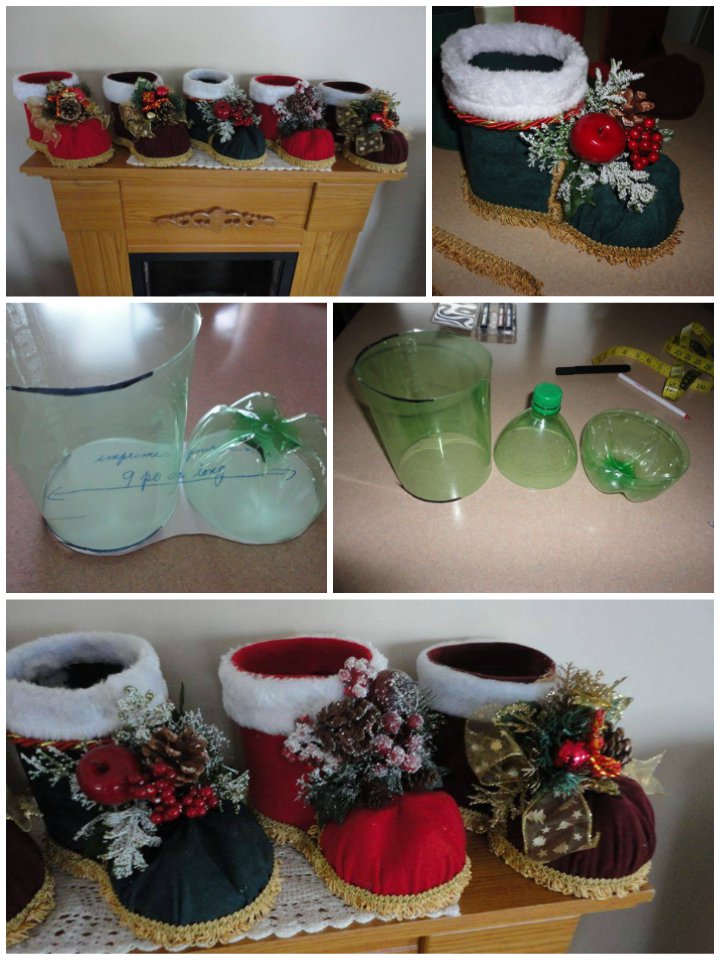 How to DIY Festive Santa Boots Out of Plastic Bottle Tutorial