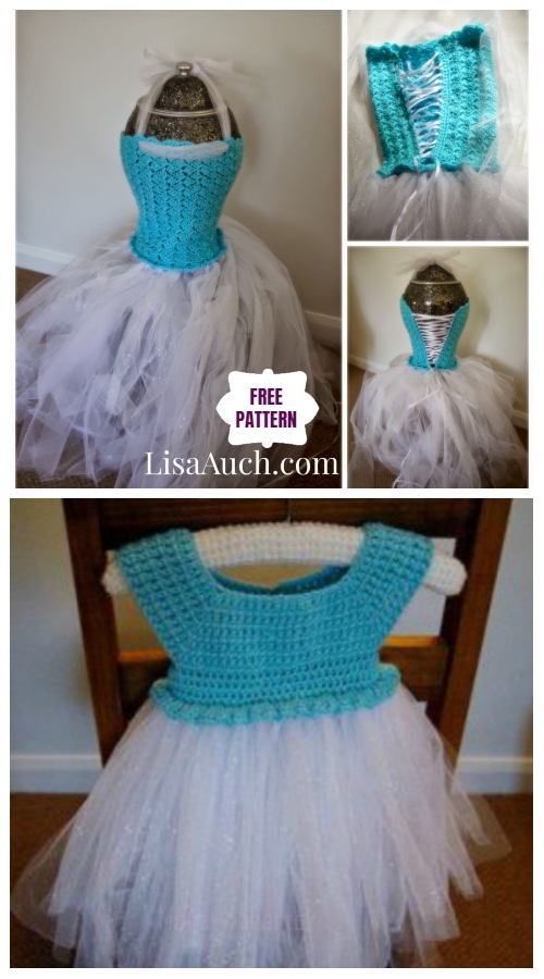 DIY Crochet Disney Frozen Free Patterns - crochet Elsa Tutu dress Free Crochet Pattern