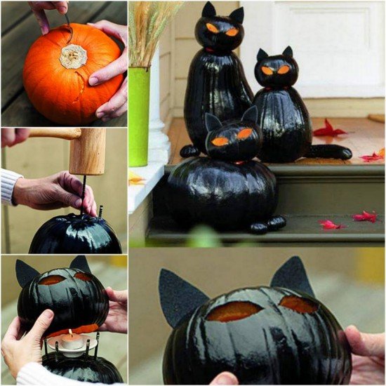 DIY Pumpkin black cat lights for your doorway -40+ Easy to DIY Halloween Decorating Ideas