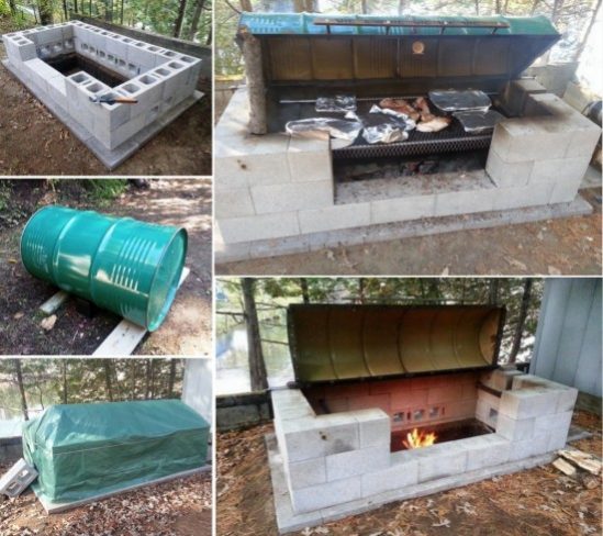 DIY Rotisserie CINDER BLOCK Metal Drum BBQ Pit Tutorial