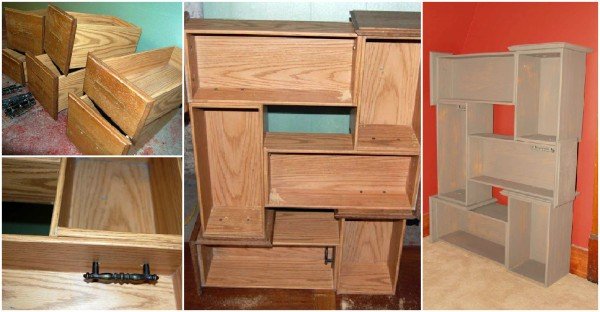 How to DIY Salvaged Shelf from Vanity Drawers - DIY Recycled Drawer Shelf