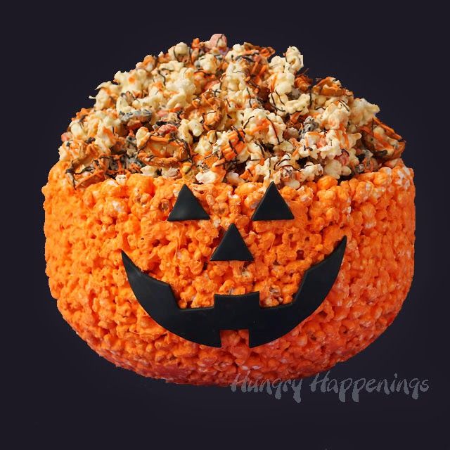 30+ Healthy Halloween Snacks Recipes for Party-Popcorn Bowl Jack-O-Lantern