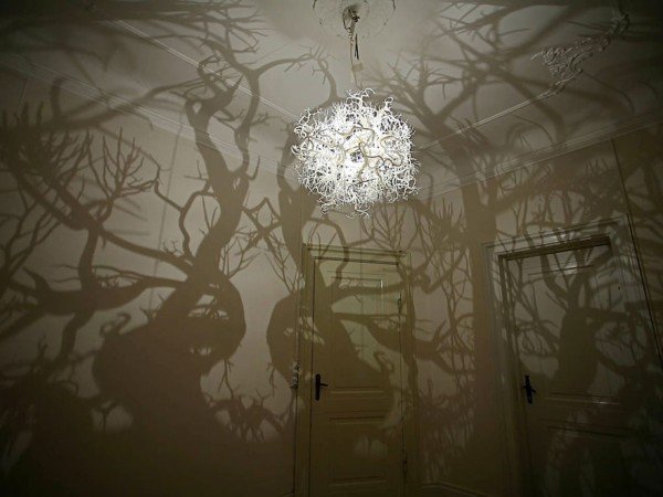 Amazing DIY Forest Tree Shadow Chandelier Inspired by Nature, click for DIY tutorial and video