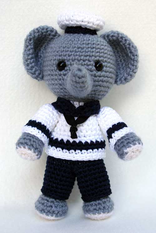 DIY Sailer Baby Elephant Crochet Amigurumi Free Patterns