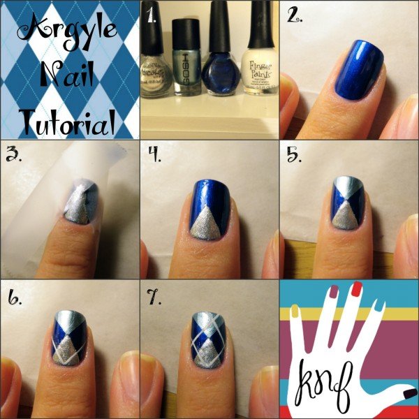 DIY Cute Argyle Nail Art Manicure