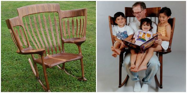 Dad Builds Triple Rocking Chair So He Could Read To His 3 Kids