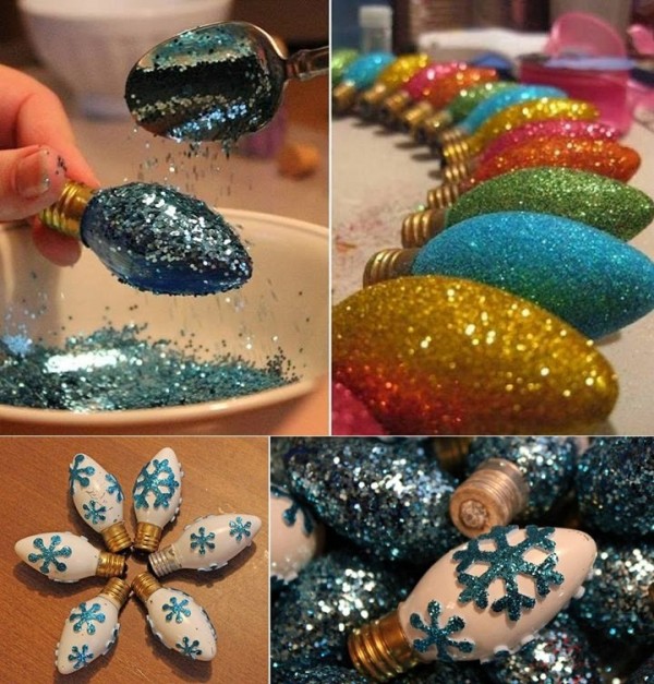 How To DIY Glitterized Light Bulbs for Christmas