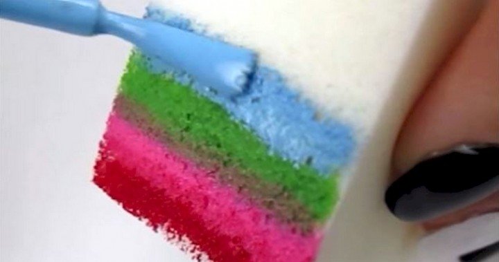 She Swipes A Rainbow Of Nail Polish Across A Sponge. When I See Why? I NEED To Try This!