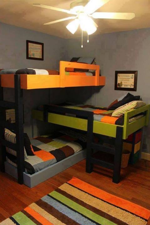 DIY Space Saving Triple Bunk Bed Free Plan