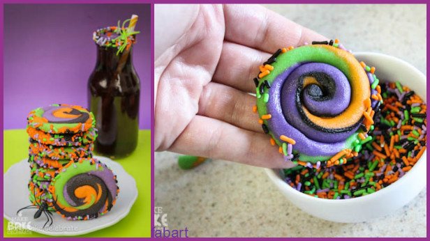 10 Fun and Sweet Halloween Treats DIY Ideas 07-Swirly Halloween Cookies