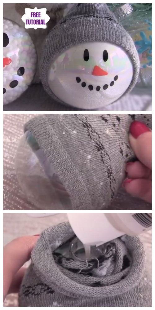 Christmas DIY Cute Sock Snowman Bauble Ornament Tutorial