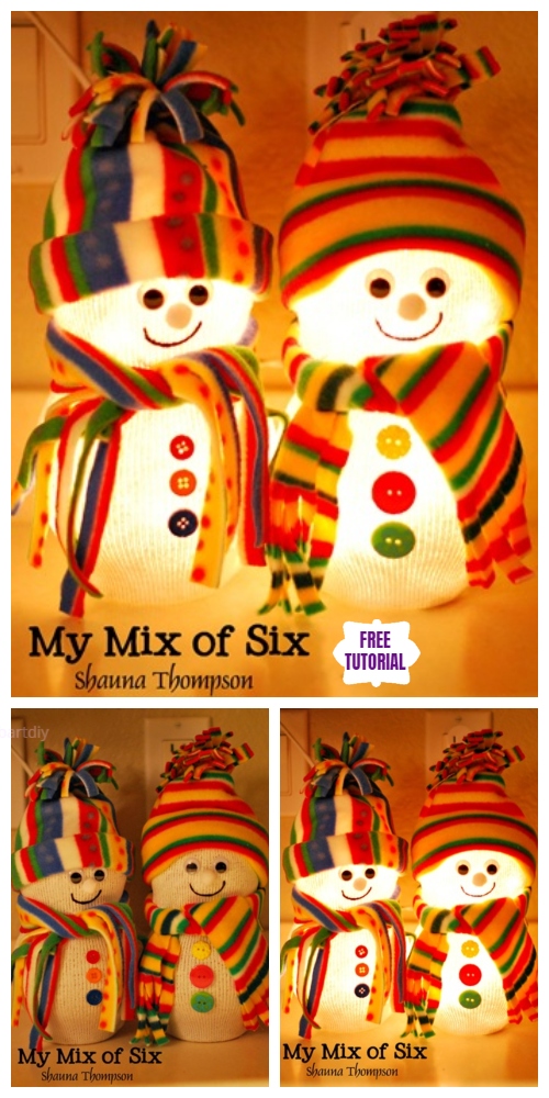 Christmas DIY Cute Fish Bowl Sock Snowman Lights Tutorial