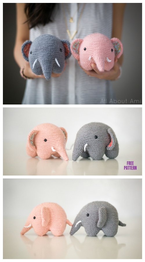 Crochet Sweet Elephant Amigurumi Free Pattern and Video Tutorial