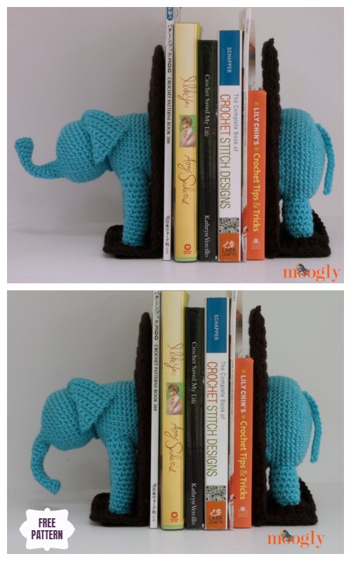 Crochet Elephant Book Ends FREE Crochet Pattern 