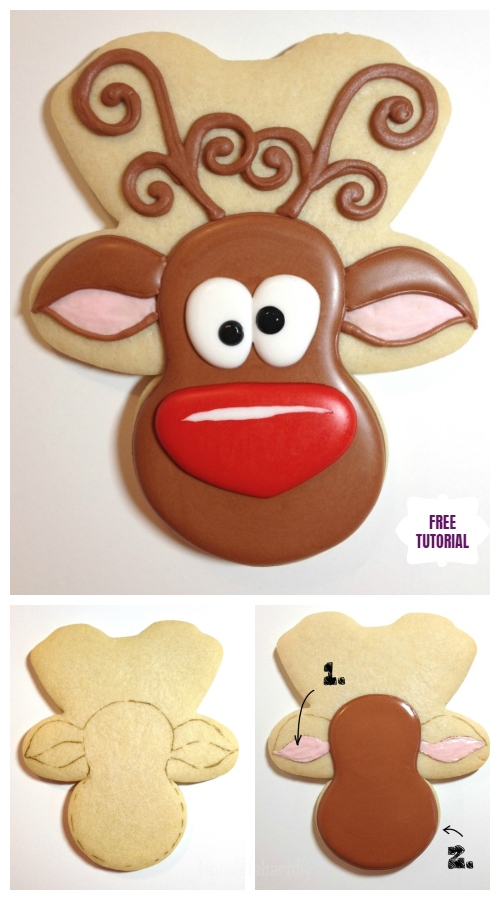 DIY Christmas Whimsical Reindeer  Cookies Tutorial