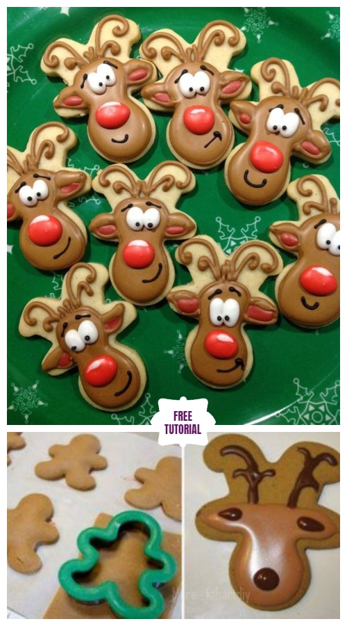 DIY Christmas Gingerbread Reindeer Cookies - Easy Tutorial 