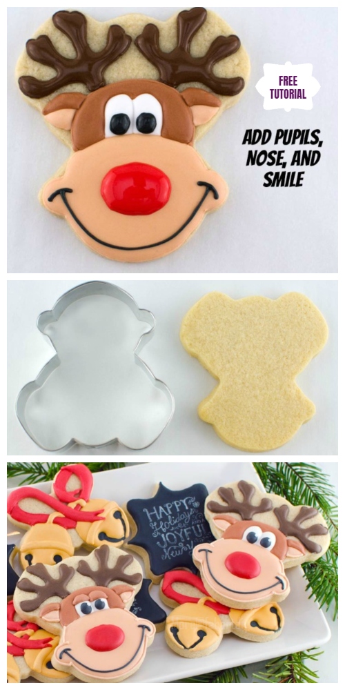 DIY Christmas Upside Down Cookie Cutter Reindeer Cookies Tutorial
