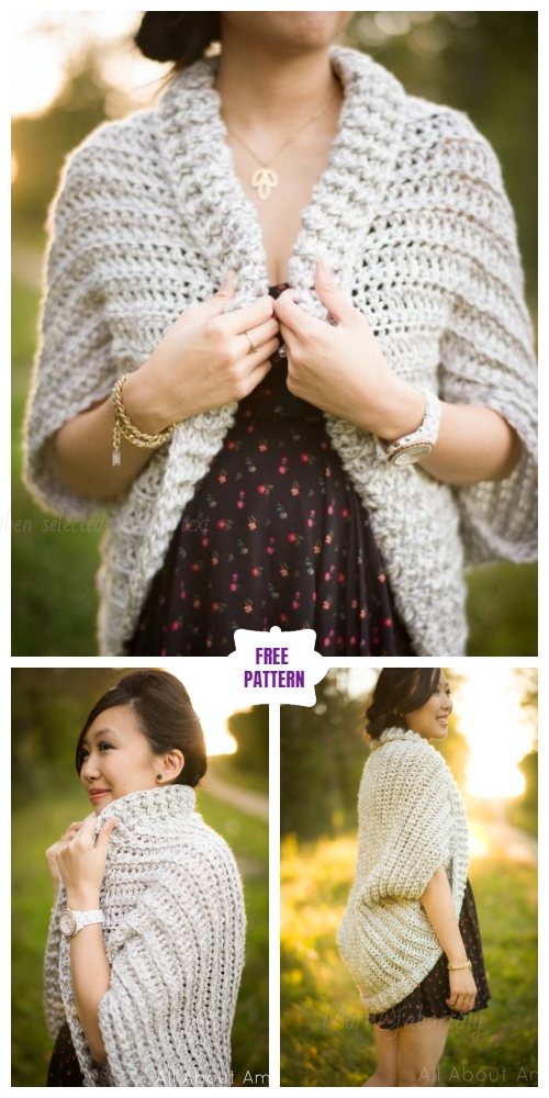 DIY Crochet Cardigan Sweater Coat Free Patterns- Easy Chunky Crochet Sweater Free Pattern