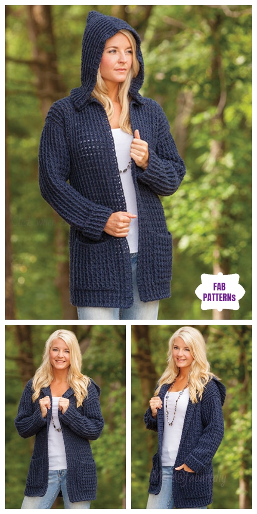 Crochet Hoodie Cardigan Paid Pattern 