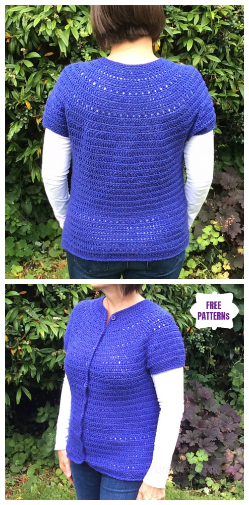 Crochet Top Down Round Yoke Cardigan Free Crochet Pattern