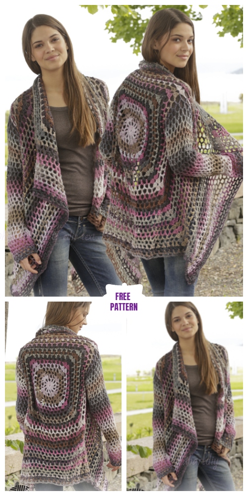 Crochet Lace Granny jacket Sweater free pattern