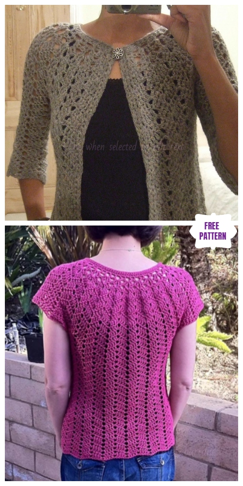 DIY Crochet Cardigan Sweater Coat Free Patterns-Crochet Chevron Lace Cardigan Free Pattern