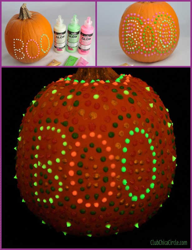 DIY Polka Dot Glow In The Dark Pumpkins Tutorial for Halloween