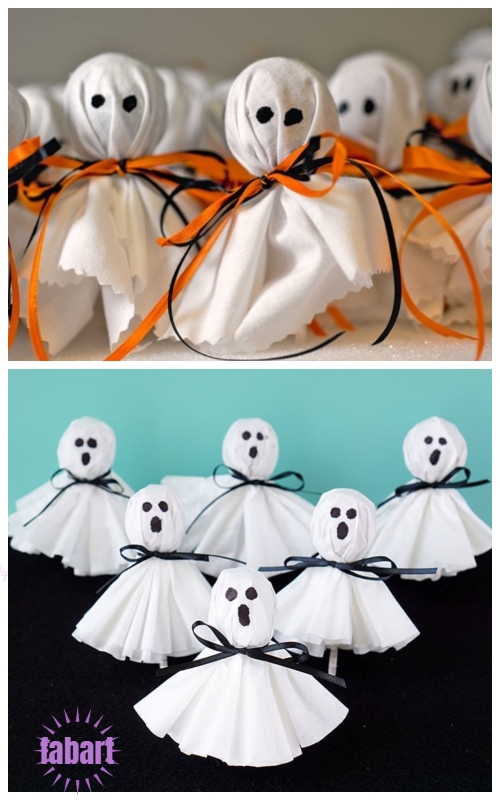  Halloween Lollipop Craft DIY Ideas & Tutorials - Halloween Ghost Lollipops DIY Tutorial