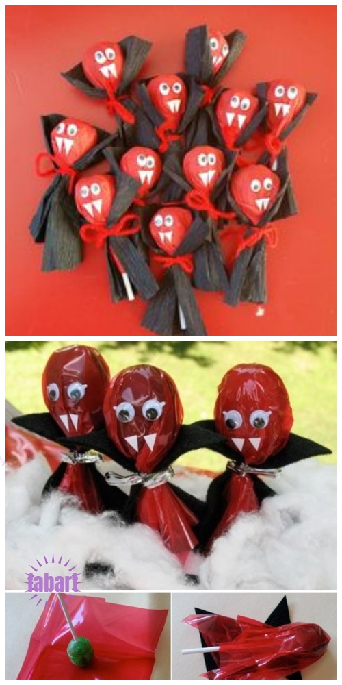 Halloween Lollipop Craft DIY Ideas & Tutorials - Lollipop Vampire Suckers DIY Tutorial