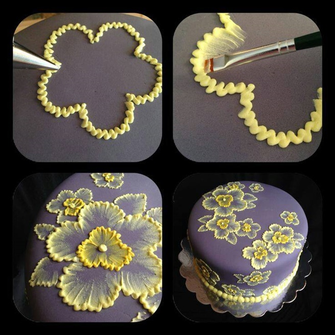 DIY Brush Embroidery Cake Icing Decorating Tutorial