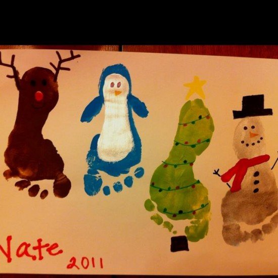 DIY Christmas Hand Print and Foot Print Art