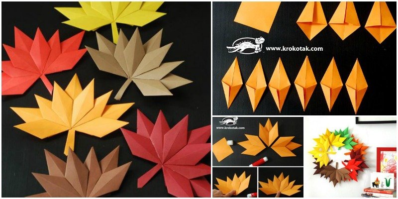 DIY Origami Fall Leaf Paper Wreath