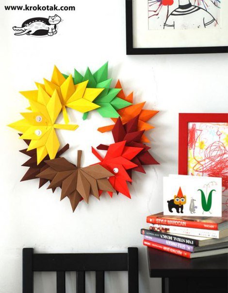 DIY Origami Fall Leaf Paper Wreath