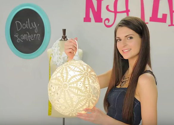 She Covers This Balloon With Doilies. When She Pops It, I'm Surprised By What It Transforms Into - DIY Doily Chandelier