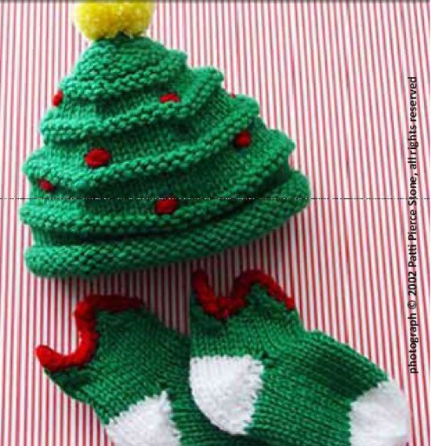 Crochet Christmas Tree Hat and Sock Set Free Pattern