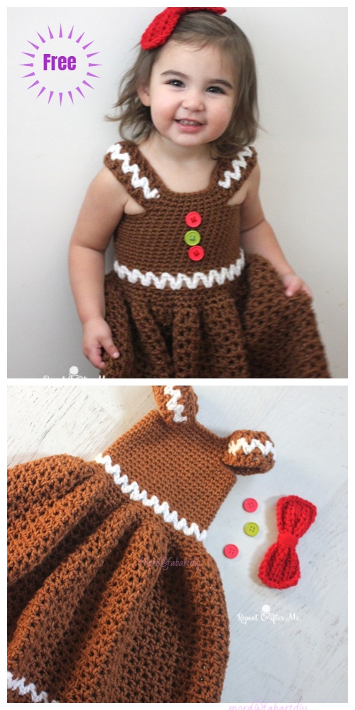 Crochet Gingerbread Girl Dress free Crochet pattern