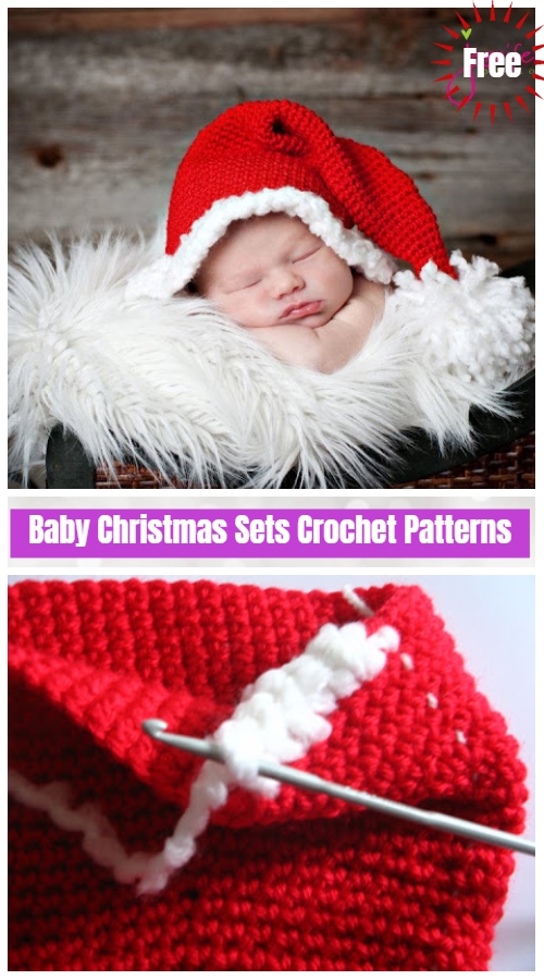 DIY Crochet Baby Christmas Sets Free Pattern-Santa hat free crochet pattern