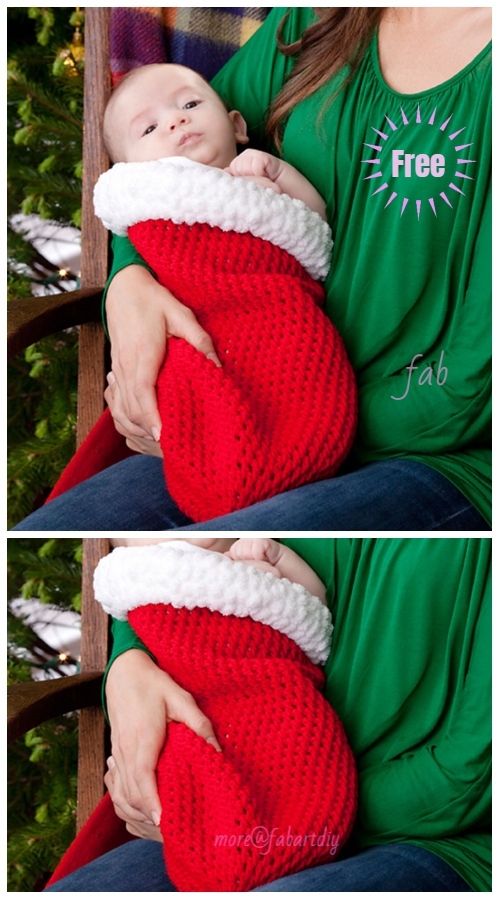 DIY Crochet Baby Christmas Sets Free Pattern- Baby Santa Cocoon free crochet pattern