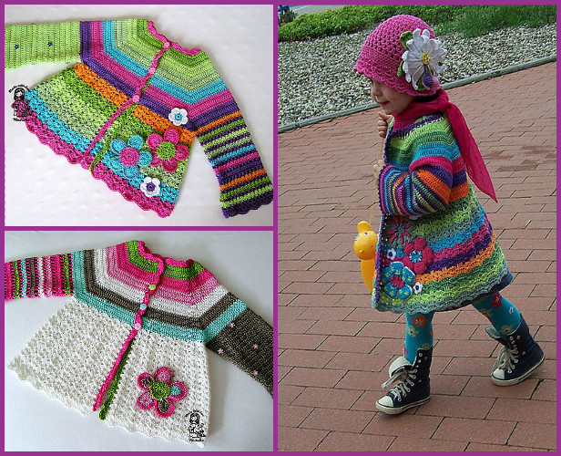 DIY Crochet Cardigan Sweater Free Patterns-Crochet Flower Cardigan Free Pattern