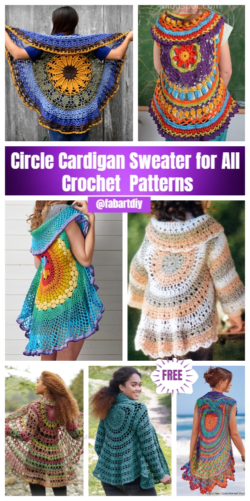  DIY Crochet Circle Cardigan Sweater Free Patterns & Paid