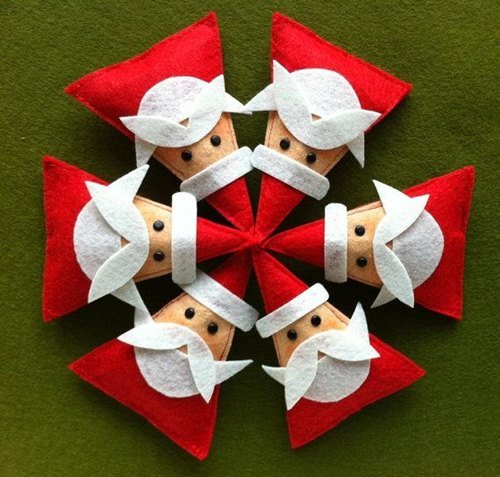 DIY Felt Christmas Ornament Tutorials - Free Templates Santa