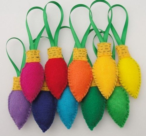 DIY Felt Christmas Ornament Tutorials - Free Templates Bulb