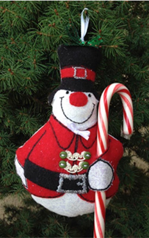 DIY Felt Christmas Ornament Tutorials - Candy cane Snowman