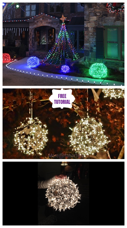 DIY LED String Light Giant Wire Christmas Light Ball Tutorials - Video