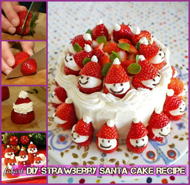 DIY Strawberry Santa Cake Recipe-Video