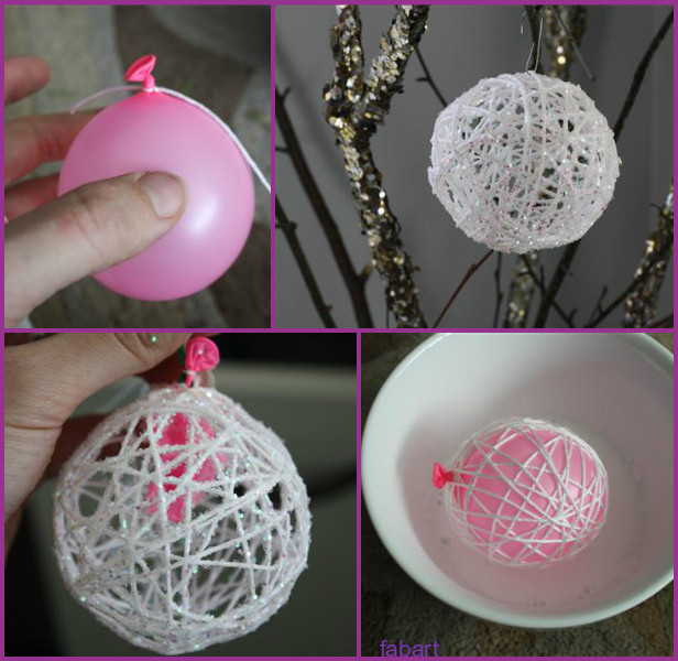 DIY Balloon Yarn Glittery Snowball Tutorial