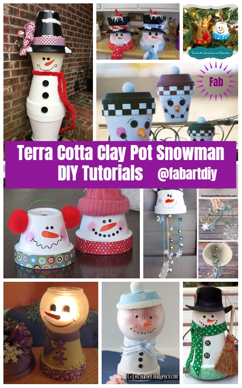 DIY Terra Cotta Flower Pot Christmas Decorations & Craft Tutorials - Clay Pot Snowman DIY Tutorial