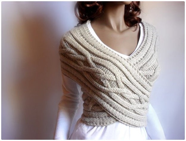 DIY Women Cable Knitted Sweater Cowl-Vest (Video)
