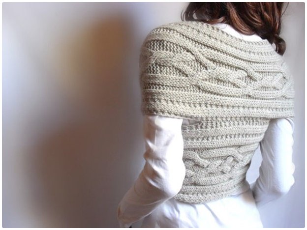 DIY Women Cable Knitted Sweater Cowl-Vest (Video)