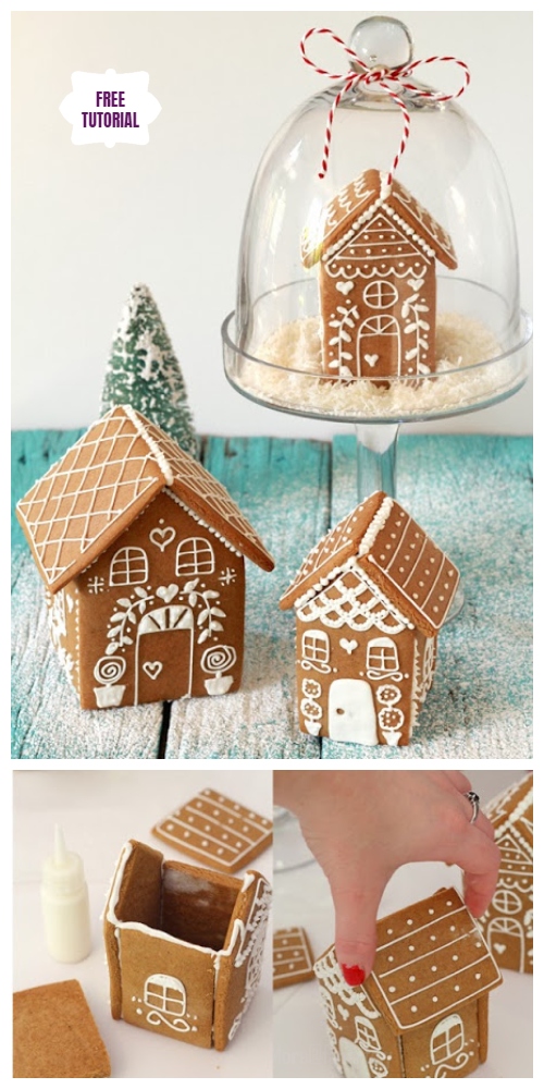 DIY Christmas Crackers Cottage Tutorials -  Snow Globe Gingerbread Houses DIY Tutorial